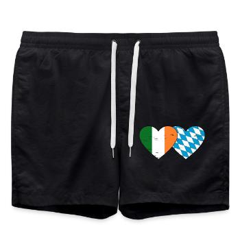 Ireland Bavaria Flag Heart used - Swim Trunks - black - Front - AI Model Male 185 light (185cm)