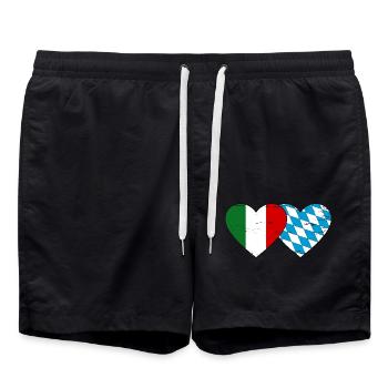 Italy Bavaria Flag Heart used - Swim Trunks - black - Front - AI Model Male 185 light (185cm)