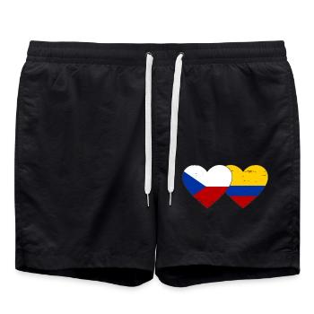 République tchèque Colombie drapeau coeur utilisé - Short de bain - noir - Devant - AI Model Male 185 light (185cm)