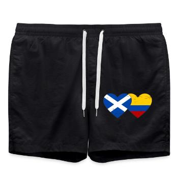 Ecosse Colombie Drapeau Coeur Utilisé - Short de bain - noir - Devant - AI Model Male 185 light (185cm)