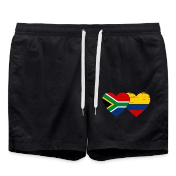 Südafrika Kolumbien Flagge Herz used - Badeshorts - Schwarz - Vorne - AI Model Male 185 light (185cm)