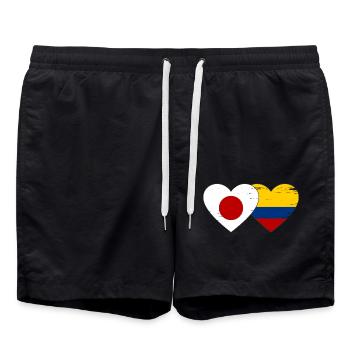 Japon Colombie Drapeau Coeur Utilisé - Short de bain - noir - Devant - AI Model Male 185 light (185cm)