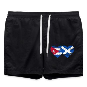 Cuba Ecosse Drapeau Coeur Utilisé - Short de bain - noir - Devant - AI Model Male 185 light (185cm)