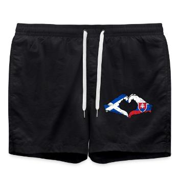 Schottland Slowakei Hände Herzform used - Badeshorts - Schwarz - Vorne - AI Model Male 185 light (185cm)