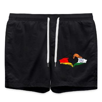 Germany India hands heart shape used - Swim Trunks - black - Front - AI Model Male 185 light (185cm)