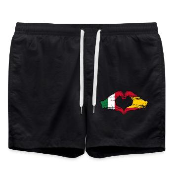 Italie Espagne mains forme de coeur utilisé - Short de bain - noir - Devant - AI Model Male 185 light (185cm)