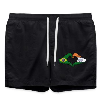 Brazil India Hands Heart Shape Used - Swim Trunks - black - Front - AI Model Male 185 light (185cm)