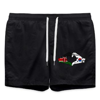 Kenya Corée du Sud Mains Coeur Forme Utilisé - Short de bain - noir - Devant - AI Model Male 185 light (185cm)