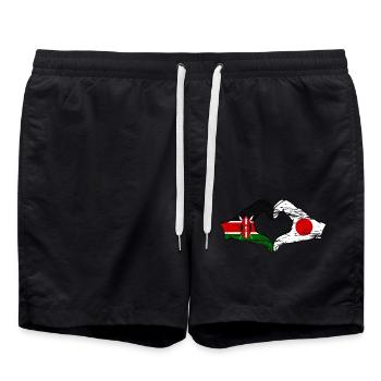 Kenia Japan Hände Herzform used - Badeshorts - Schwarz - Vorne - AI Model Male 185 light (185cm)