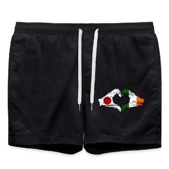 Japan Ireland hands heart shape used - Swim Trunks - black - Front - AI Model Male 185 light (185cm)