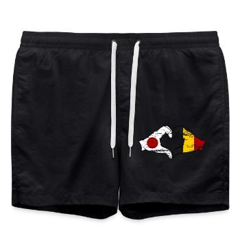 Japan Belgien Hände Herzform used - Badeshorts - Schwarz - Vorne - AI Model Male 185 light (185cm)