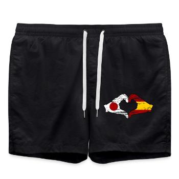 Japan Spanien Hände Herzform used - Badeshorts - Schwarz - Vorne - AI Model Male 185 light (185cm)