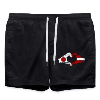 Japan Lettland Hände Herzform used - Badeshorts - Schwarz - Vorne - AI Model Male 185 light (185cm)