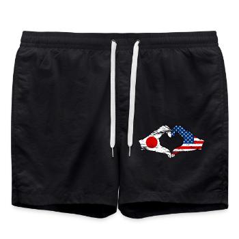 Japon USA mains forme de coeur utilisé - Short de bain - noir - Devant - AI Model Male 185 light (185cm)