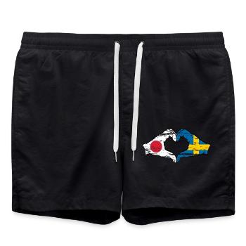 Japon Suède mains forme de coeur utilisé - Short de bain - noir - Devant - AI Model Male 185 light (185cm)
