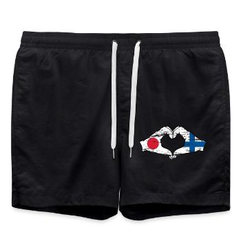 Japon Finlande mains forme de coeur utilisé - Short de bain - noir - Devant - AI Model Male 185 light (185cm)