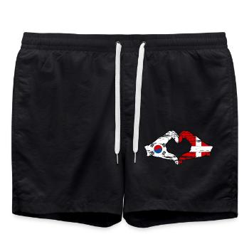Südkorea Dänemark Hände Herzform used - Badeshorts - Schwarz - Vorne - AI Model Male 185 light (185cm)
