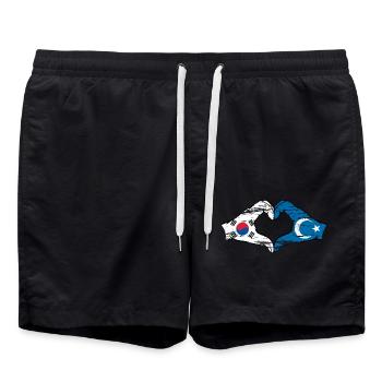 Corée du Sud Mains Ouïghoures forme de coeur utilisé - Short de bain - noir - Devant - AI Model Male 185 light (185cm)