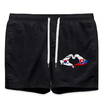Südkorea Slowakei Hände Herzform used - Badeshorts - Schwarz - Vorne - AI Model Male 185 light (185cm)