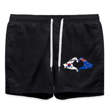 Corée du Sud Nouvelle-Zélande mains forme de coeur utilisé - Short de bain - noir - Devant - AI Model Male 185 light (185cm)