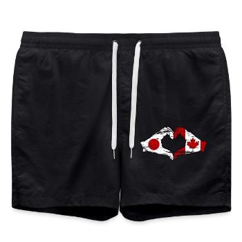 Japon Canada Mains Forme de Coeur Utilisé - Short de bain - noir - Devant - AI Model Male 185 light (185cm)