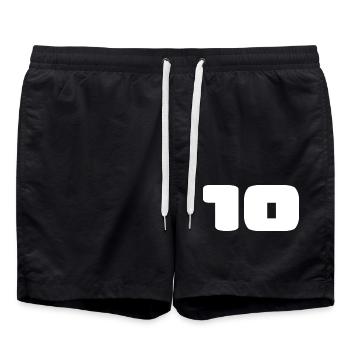 10. 10 JAHRE. 10. Jahrestag. JUBILÄUM 10 JAHRE. - Badeshorts - Schwarz - Vorne - AI Model Male 185 light (185cm)