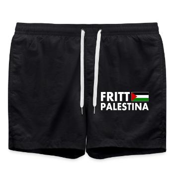 fritt palestina - Swim Trunks - black - Front - AI Model Male 185 light (185cm)