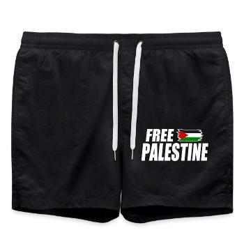 Free palestine - Short de bain - noir - Devant - AI Model Male 185 light (185cm)