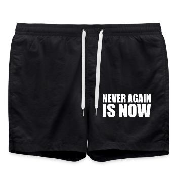 Never again is now - Swim Trunks - black - Front - AI Model Male 185 light (185cm)