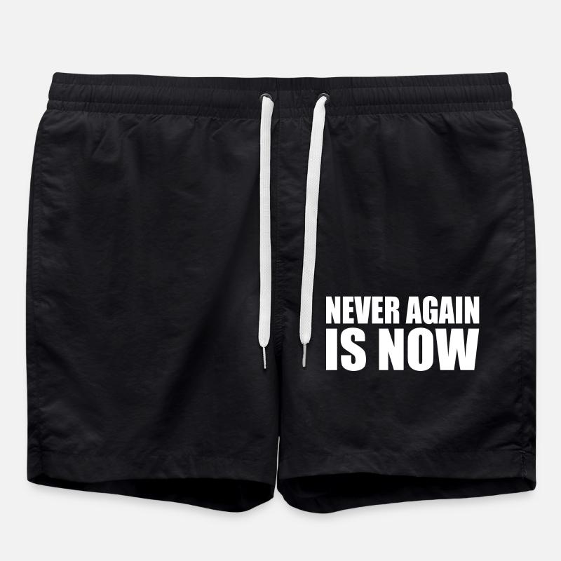 Never again is now - Swim Trunks - black