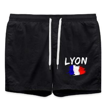 Lyon France Ville Drapeau Lyon - Short de bain - noir - Devant - AI Model Male 185 light (185cm)
