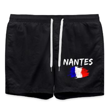 Nantes Frankreich Flagge Stadt Nantes - Badeshorts - Schwarz - Vorne - AI Model Male 185 light (185cm)