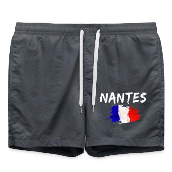 Nantes France Drapeau Ville de Nantes - Short de bain - charbon - Devant - AI Model Male 185 light (185cm)