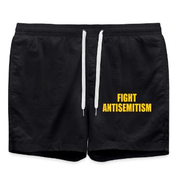 fight antisemitism - Badeshorts - Schwarz - Vorne - AI Model Male 185 light (185cm)