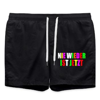 Nie wieder ist jetzt - Badeshorts - Schwarz - Vorne - AI Model Male 185 light (185cm)
