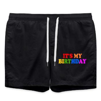 It's my birthday - Badeshorts - Schwarz - Vorne - AI Model Male 185 light (185cm)
