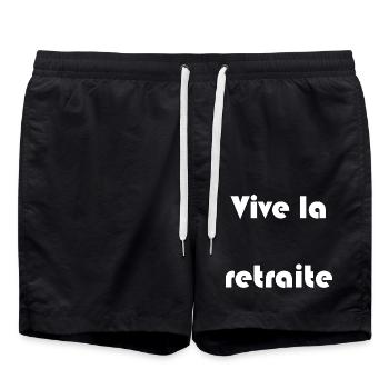 RUHESTAND. RUHESTAND. PENSIONIERT. SENIOR. OMA. OPA - Badeshorts - Schwarz - Vorne - AI Model Male 185 light (185cm)