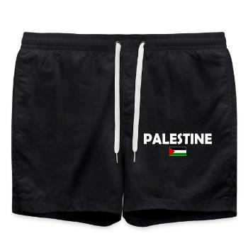 Free Palestine - Short de bain - noir - Devant - AI Model Male 185 light (185cm)