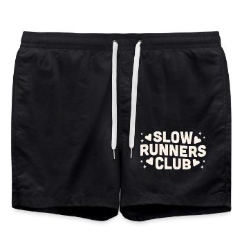 Slow runner club - Swim Trunks - black - Front - AI Model Male 185 light (185cm)