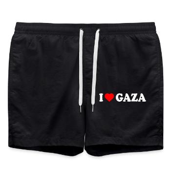 I love gaza - Short de bain - noir - Devant - AI Model Male 185 light (185cm)