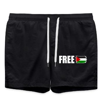 Free palestine - Short de bain - noir - Devant - AI Model Male 185 light (185cm)