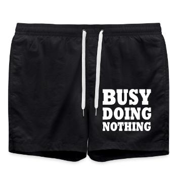 busy doing nothing - Swim Trunks - black - Front - AI Model Male 185 light (185cm)