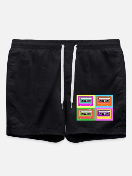 Cassette pop art tape - Swim Trunks - black