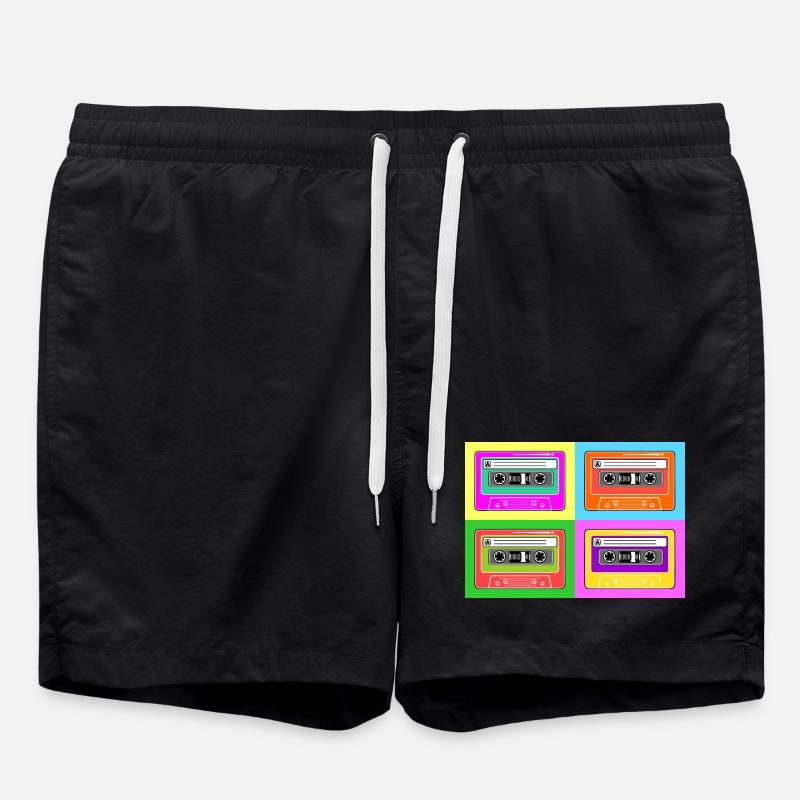 Cassette pop art tape - Swim Trunks - black