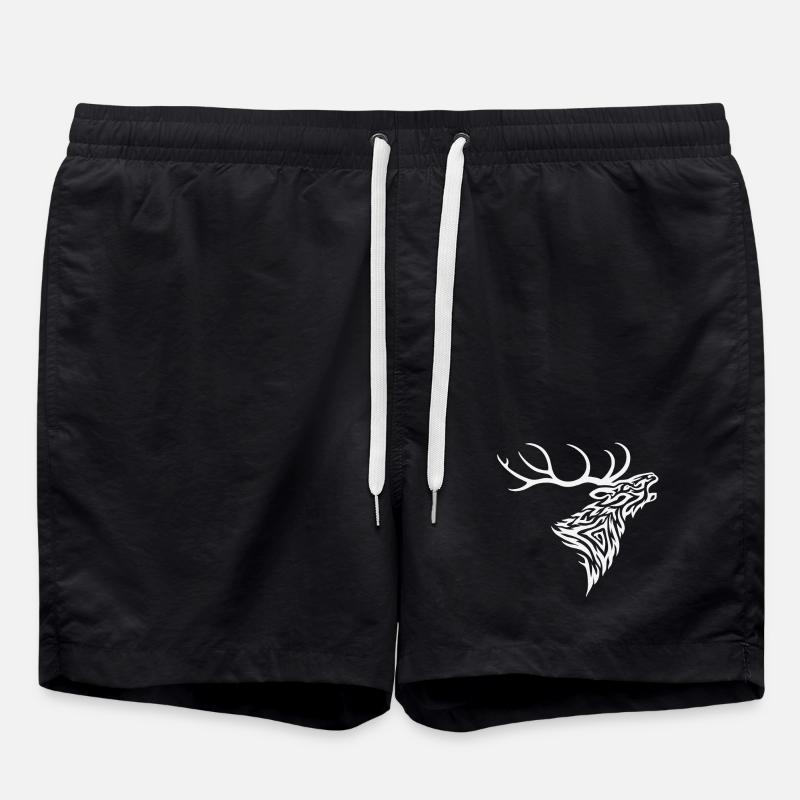 Cerf rugueux Tribal blanc - Short de bain - noir