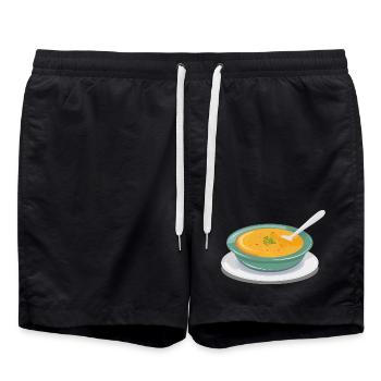 Soupe aux légumes dans une assiette avec une cuillère - Short de bain - noir - Devant - AI Model Male 185 light (185cm)