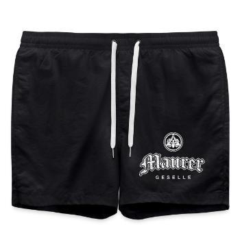 Maurer Geselle Zunftzeichen mit cooler Schrift - Badeshorts - Schwarz - Vorne - AI Model Male 185 light (185cm)