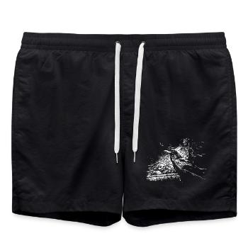 Corbeau avec crâne - Short de bain - noir - Devant - AI Model Male 185 light (185cm)