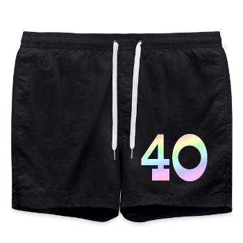Geburtstagsgeschenk, 40 pastell Verlauf - Badeshorts - Schwarz - Vorne - AI Model Male 185 light (185cm)