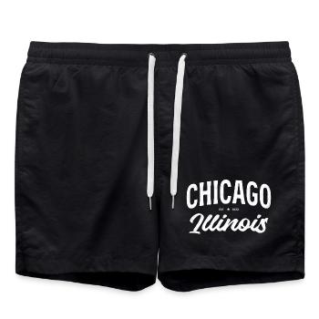 Chicago Schriftzug Kollektion - Badeshorts - Schwarz - Vorne - AI Model Male 185 light (185cm)